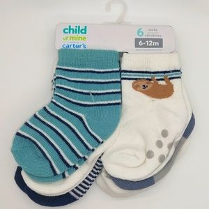 NWT Carters Child Of Mine Baby Boy Socks 6 Pack- 6-12months